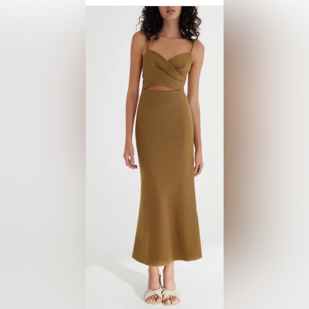 Significant Other FRANKIE MIDI DRESS - OLIVE size 6 cotton